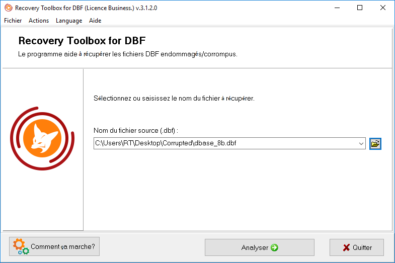 récupération .dbf