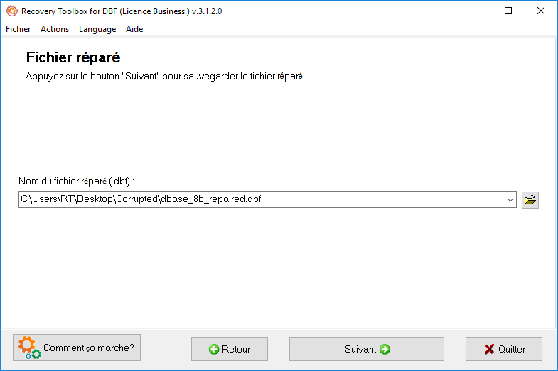 comment réparer un fichier .dbf endommagé