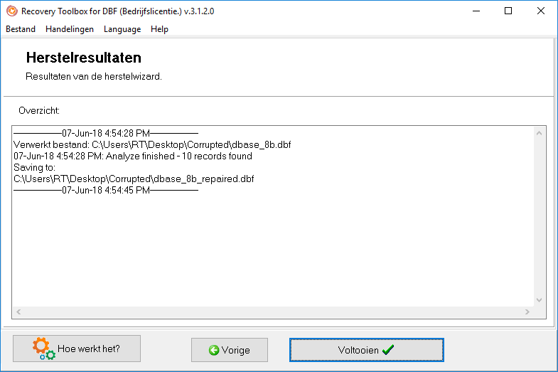 software herstel dbf