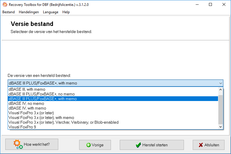 beschadigde foxpro-database herstellen