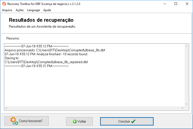 recuperação de software dbf