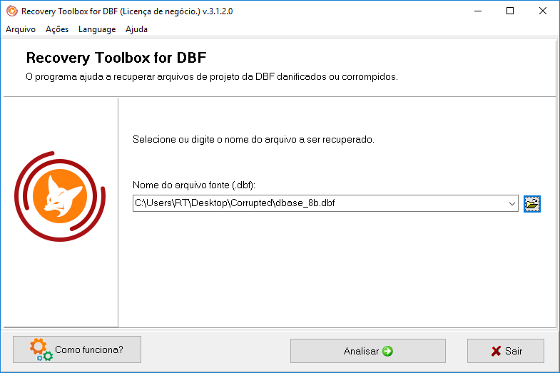 recuperação de .dbf