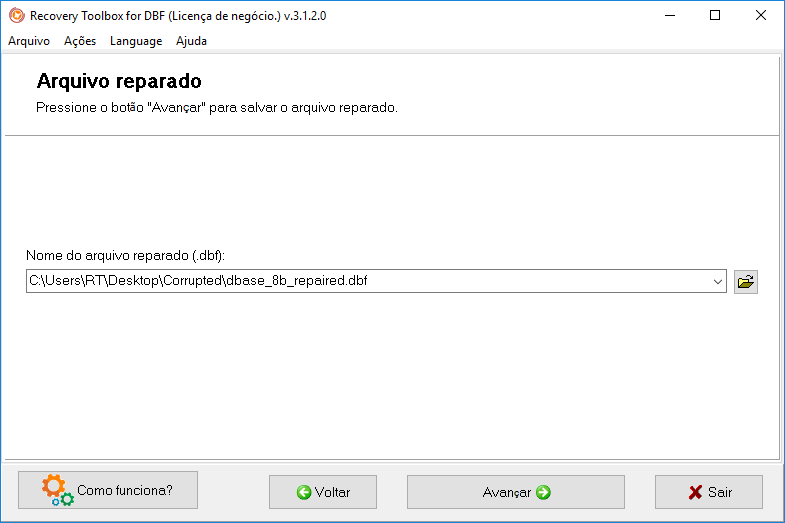 como corrigir .dbf danificado