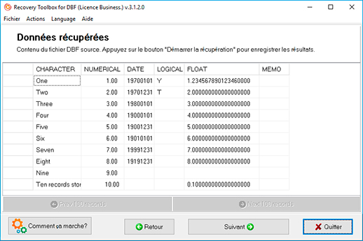 outil de réparation dbf gratuit